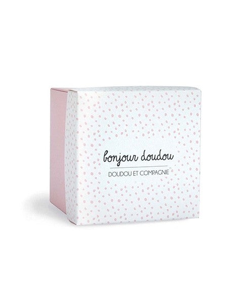 Doudou mouchoir lapin rose - 10 cm - Boite fleur