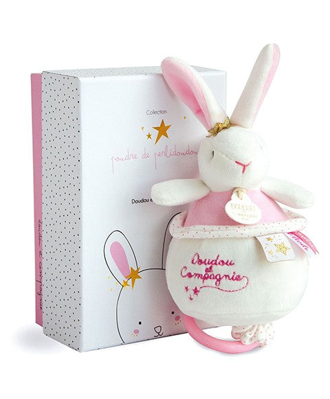 Peluche musicale lapin étoile rose - 14 cm