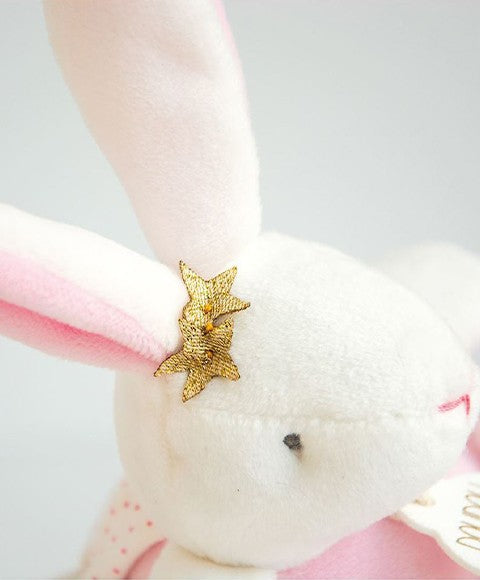 Peluche musicale lapin étoile rose - 14 cm