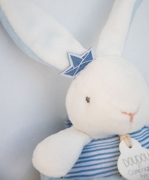 Peluche musicale lapin matelot bleu - 14 cm