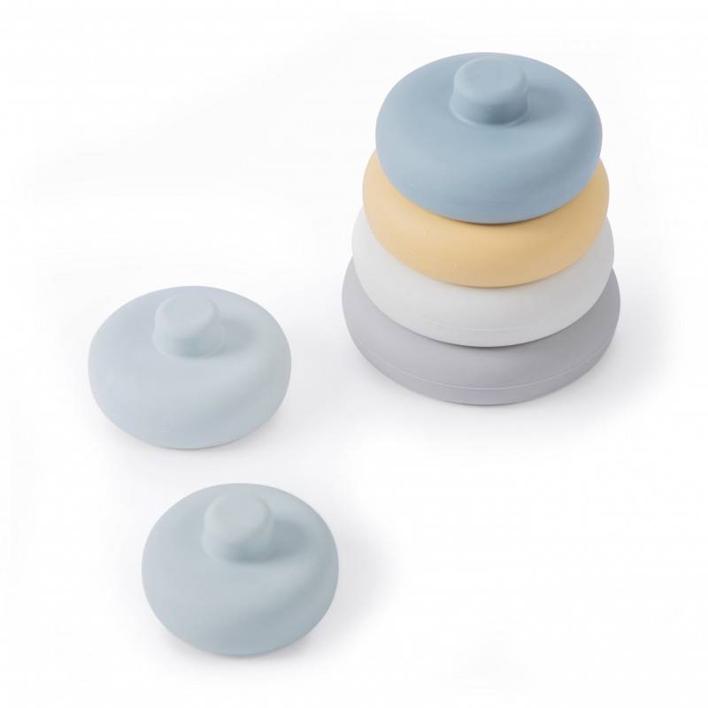 Tour À Empiler En Silicone - Ronds Bleus