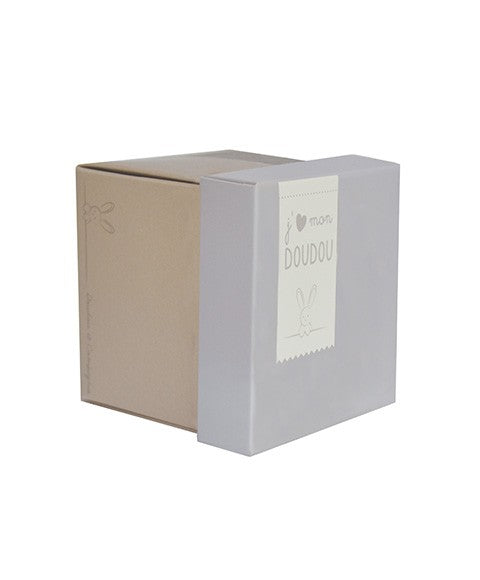 Doudou lapin mouchoir - 10 cm - Boite fleur