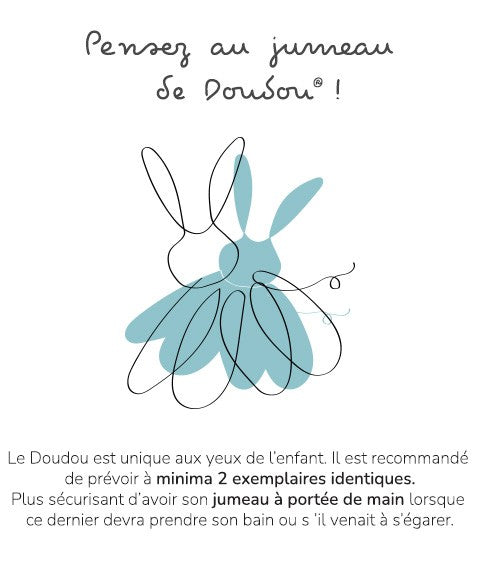 Doudou lapin mouchoir - 10 cm - Boite fleur