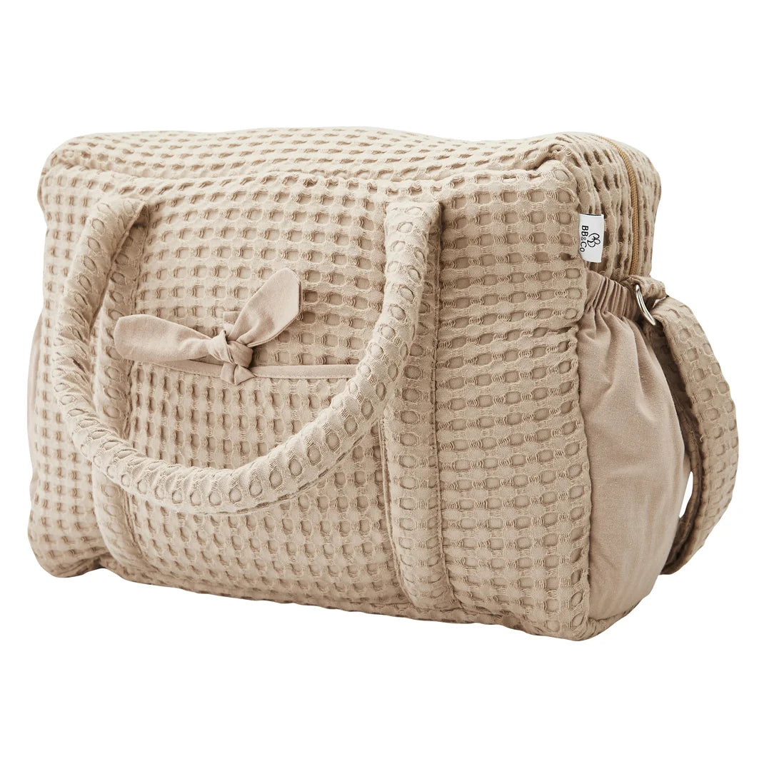 Sac à langer en coton gaufré latte