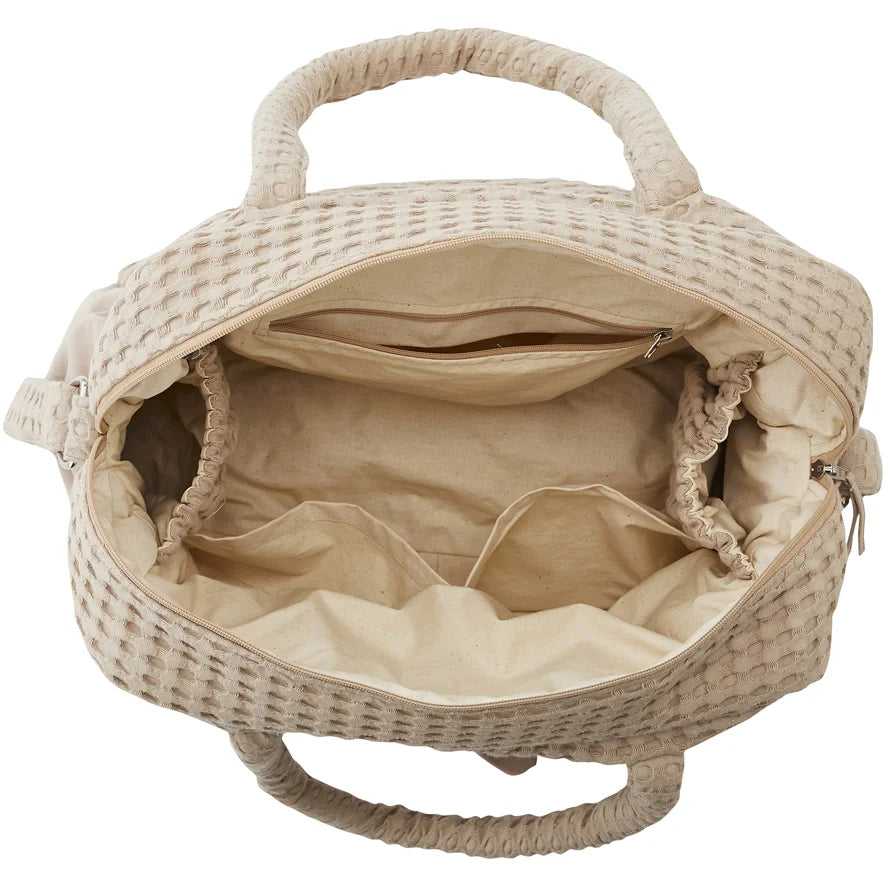 Sac à langer en coton gaufré latte