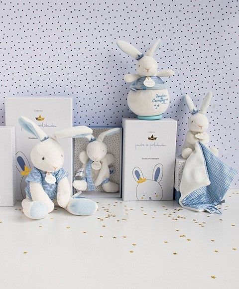 Peluche musicale lapin matelot bleu - 14 cm