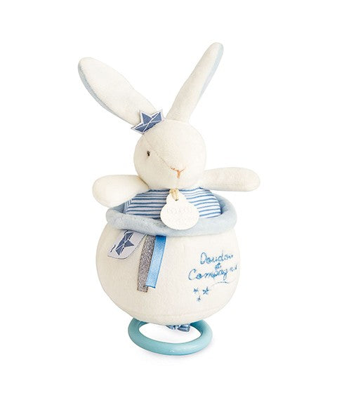 Peluche musicale lapin matelot bleu - 14 cm