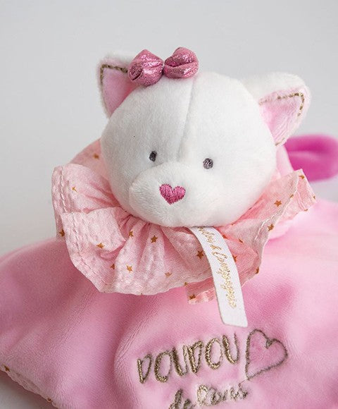 Doudou plat Chat rose - Attrape-rêves - 20 cm