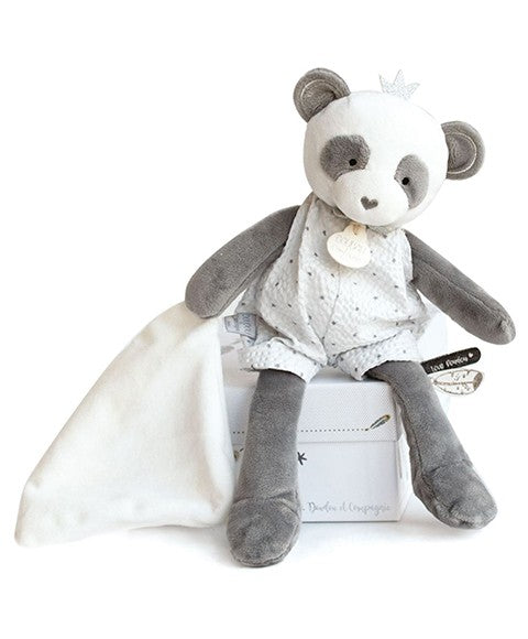 Peluche Panda gris avec doudou- Attrape-rêves - 28 cm