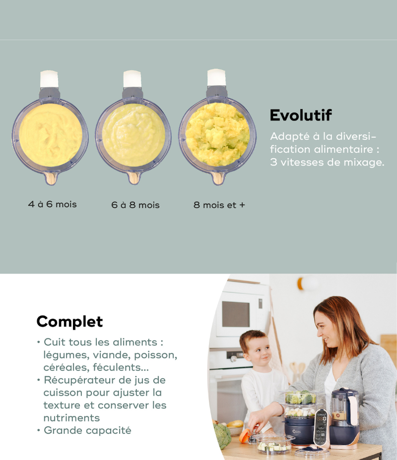 BABYMOOV Robot Multifonctions XL Cuiseur et Mixeur pour bébé - Nutribaby XL