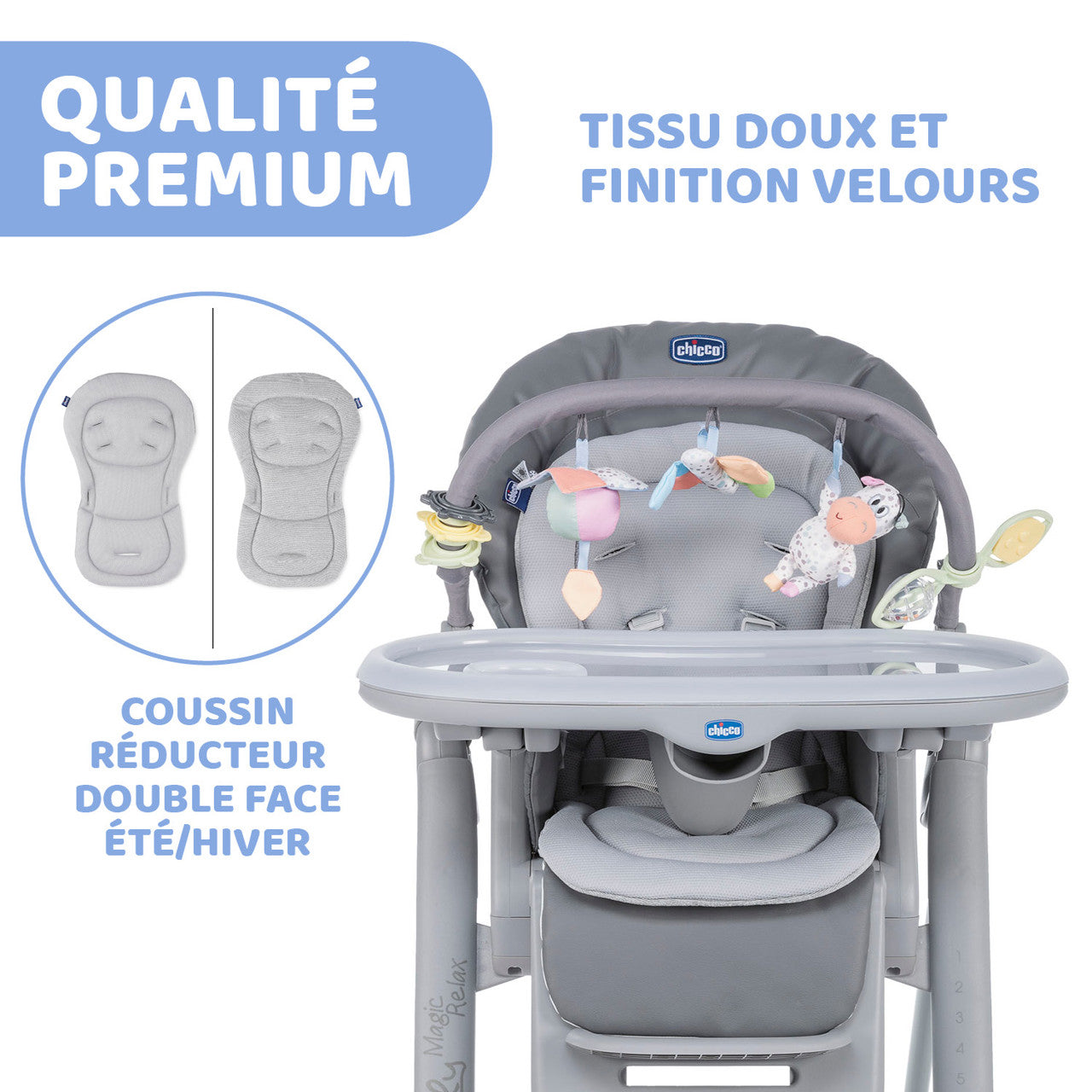 CHICCO CHAISE HAUTE BÉBÉ POLLY MAGIC RELAX - GRAPHITE
