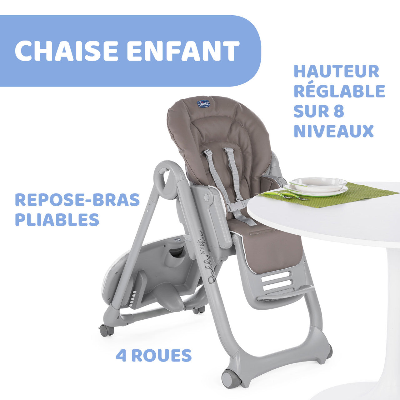 Chicco Chaise haute bébé Polly Magic Relax - Cocoa