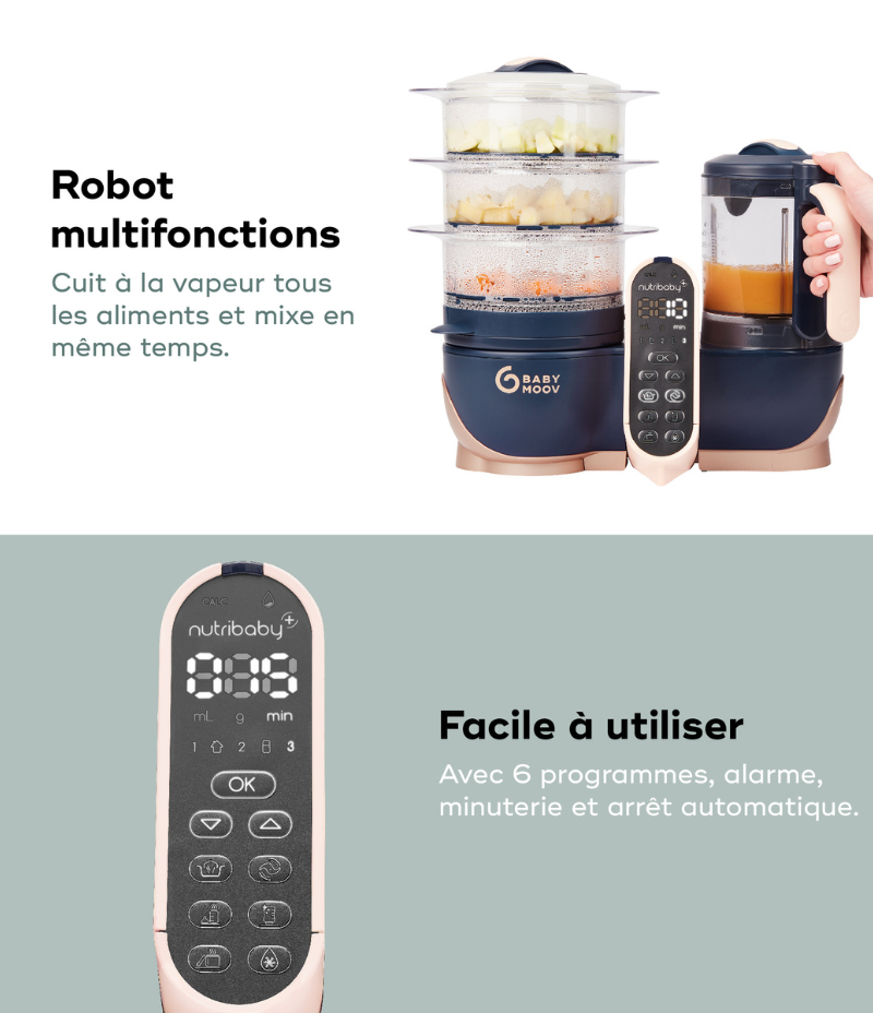 BABYMOOV Robot Multifonctions XL Cuiseur et Mixeur pour bébé - Nutribaby XL